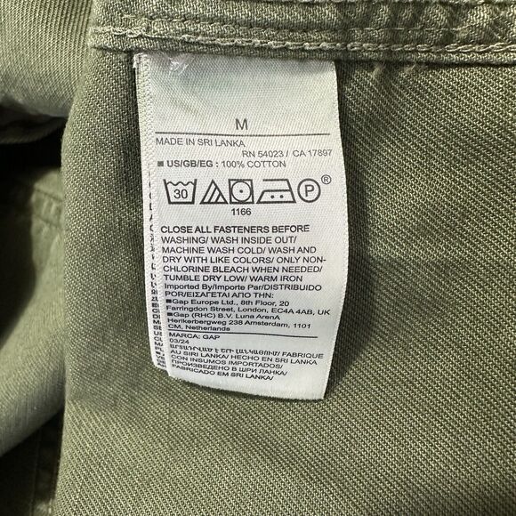 Gap Denim Cargo Dress Woman Size Medium Green Button Front Pockets Sleeveless - Picture 9 of 9